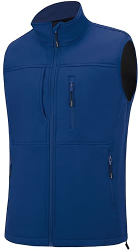 XinYangNi Men's Lightweight Softshell Golf Running Vest Outerwear Zip Up Fleece Lined Windproof Sleeveless Jacket for Hiking - color: Light Blue, size: XX-Large