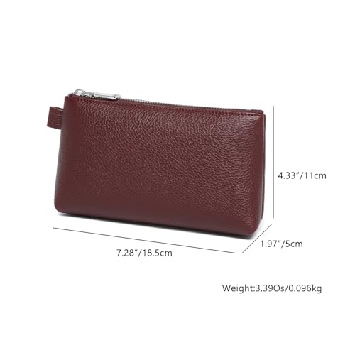 Small Makeup Bag for Purse, Leather Cosmetic (Caramel Color) - color: Caramel Color