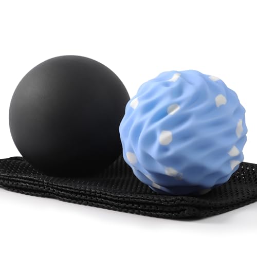 Silicone Massage Ball Set, 2 Pack Smooth & Textured with Mesh Bag - style: Smooth & Wave-Texture Set