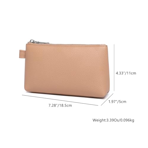 Small Makeup Bag for Purse, Leather Cosmetic (Camel Pink) - color: Camel Pink