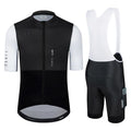 Men's Cycling Jersey Set Cycling Kit Bicycle Jersey Rear Zipper Pocket Bike Bib Shorts with Pockets Race Fit High Density Pad - color: Black Set, size: XX-Large