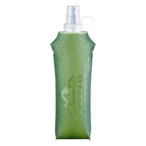 Zelvot Running Vest Collapsible Water Bottle, TPU 500ml Soft Flask - color: Dark Green, size: 16.9 Ounces