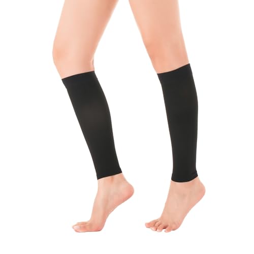 SUJAYU Leg Compression Sleeve Calf Compression Sleeve Women Men, 1 Pair Footless Compression Socks Shin Compression Sleeve - color: Black, size: Large