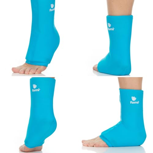FOMI Hot Cold Ankle Foot Gel Ice Pack Wrap | 2 Pack | Premium Comfort 360 Degree Solid Gel Cooling Compression for Plantar Fasciitis, Heel Spurs, Achilles, Tendonitis, Sore Feet, Gout - color: Blue - 2 Pack