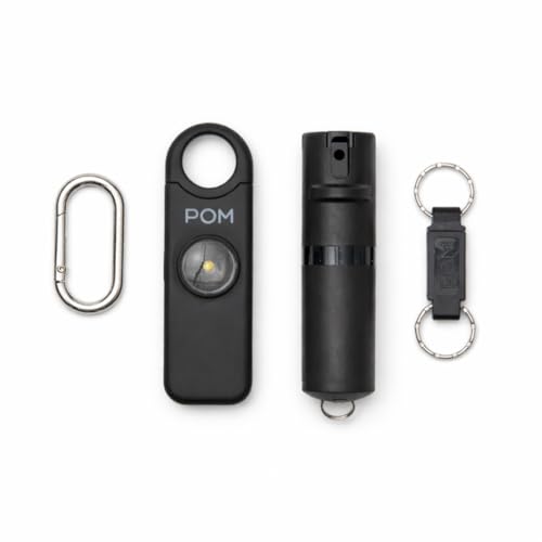 POM Pepper Spray & Personal Alarm Safety Kit – OC Self Defense Keychain Spray & Loud Emergency Alarm for Campus Safety, Women & Students - color: Black X Black, style: Keychain Model