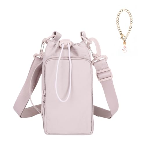 Water Bottle Holder with Phone Pocket for 40/32 oz,Water Bottle Holder/Sleeve with Adjustable Shoulder Strap and Charm. - color: Pink