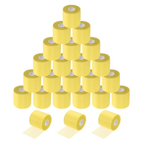 MECCANIXITY 24 Rolls Pre Wrap Athletic Tape 30 Yard x 2.8" Foam Under Wrap Tape Sports Prewrap Headband for Hair Ankles Wrists Hands Knees - color: Yellow