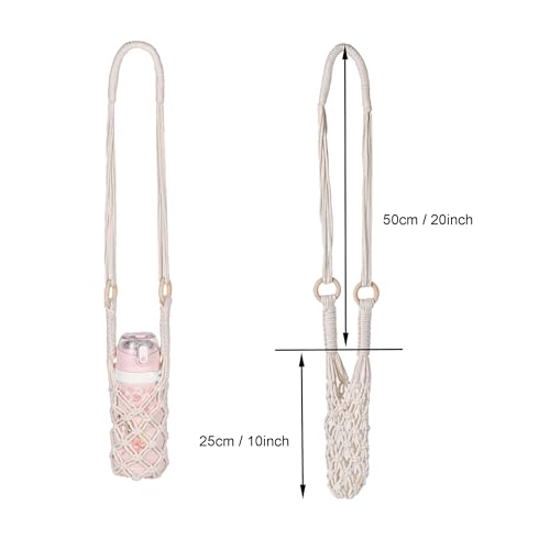 Eiyye Crochet Water Bottle Holder Crossbody Handmade Boho Water Bottles Sling with Strap Lightweight Bottle Carrier for Everyday Use(2-Pack)
