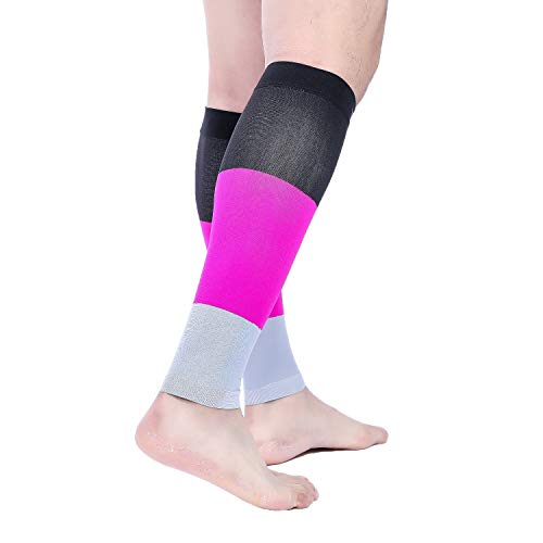 Doc Miller Calf Compression Sleeve 20-30 mmHg for Men & Women, 1 Pair - color: Black.Pink.Gray, size: Small