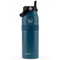 32 oz Insulated Water Bottle with Straw, Leakproof Stainless Steel Bottle with Handle, Non-Slip Silicone Sleeve, Internal Markings, Dishwasher Safe for Travel, Gym, Sports, Matte Navy - color: Matte Navy