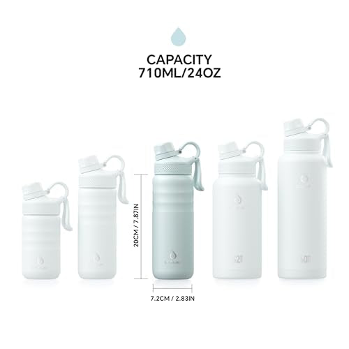 IDEUS 24oz Stainless Insulated Bottle with 2 Leak-Proof Lids, Light Blue - color: Light Blue, size: 24 Ounces