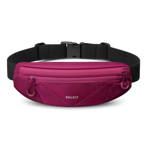 VULKIT Casual Lightweight Fanny Pack for Women & Men, Outdoor Belt Bag to Free Your Hands, Nylon Waterproof Waist Bag with Adjustable Elastic Band, Small Slim Fit Fashion Waist Pack, Rose Pink - color: Rose Pink