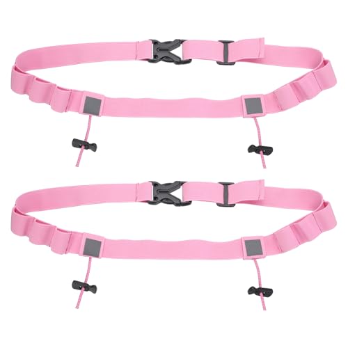 Bib Belt Race Belt Triathlon Running Number Holder 2Pcs Pink - color: Pink