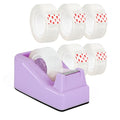 Desktop Tape Dispenser with Weighted Nonskid Base,Includes 6 Rolls of Tape - color: Purple (6pcs Tape)