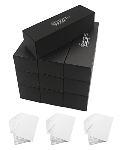 Fageverld Trading Card Storage Box with Dividers, 10 Count Cardboard Collector Boxes for Sports Baseball Mtg, Black