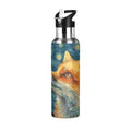 OTVEE Starry Night Fox Water Bottle Sports Water Bottle Insulated Stainless Steel Hot Cold Water Mug with Straw Lid & Handle for Sports Gym 20 oz - color: Starry Night Fox