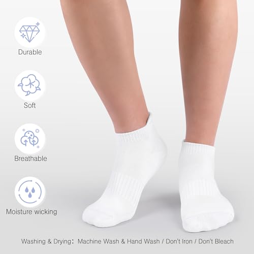 Felicigeely Athletic Running Ankle Socks Cushioned Low Cut Men Women 6 Pack - color: Pure White, size: 12-14
