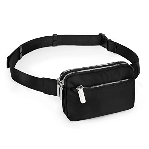 UTO Fanny Pack Crossbody Belt Purse Chest Waist Hip Travel Hiking Bumbag - color: 0759 Nylon Black New Strap