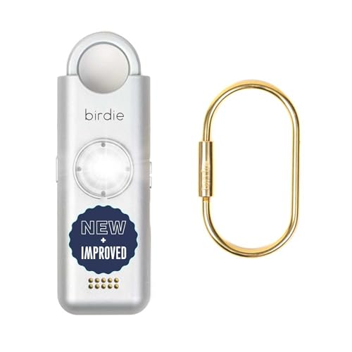 She’s Birdie 3.0 New Version – The Original Personal Safety Alarm for Women by Women–Loud Siren, Flash Light and Rechargeable Battery in a Variety of Colors (Metallic Silver Gray) - color: Metallic Silver Gray
