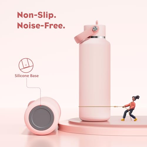 POWCAN 18 oz Water Bottle Insulated: Leakproof, Cold for 24H, CupHodler Friendly, Lid with Straw and Handle, Lightweight, Stainless Steel Water Bottle Kids for Camping, Gift for Girls (Cotton Candy) - color: Cotton Candy