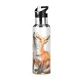 OTVEE Fox Water Bottle Sports Water Bottle Insulated Stainless Steel Hot Cold Water Mug with Straw Lid & Handle for Sports Gym 20 oz - color: Fox