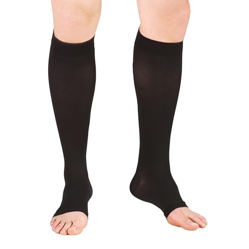 Compression Socks for Women and Men, 23-32mmHg , Open Toe, Knee High Length Compression Stockings for Varicose Veins, DVT, Edema, Running, Nursing - size: S