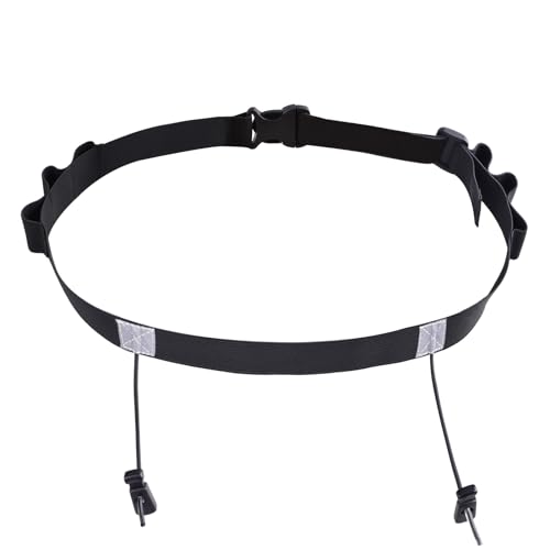 Azarxis Race Number Bib Belt with 6 Storage Loops Adjustable Elastic Webbing for Men Women Runners Running Jogging Triathlon Marathon Trail Race Cycling - color: #2 Black