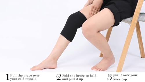 2 Pack Knee Brace, Sport Knee Pad, Knee Support Compression Sleeve, Running Knee Protector for Knee Pain Knee Band Men Women Stabilizer Wraps (Black, Large) - size: Large