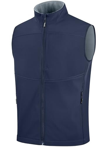 FREE SOLDIER Men's Lightweight Golf Vest Outerwear Windproof Sleeveless Softshell Jacket Running Vest - color: Navy, size: Small