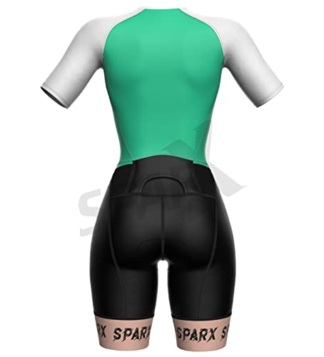 Sparx Aero Triathlon Suit Women Short Sleeve Tri Suit Women Running Swimming Cycling SkinSuit - color: Mint, size: X-Large