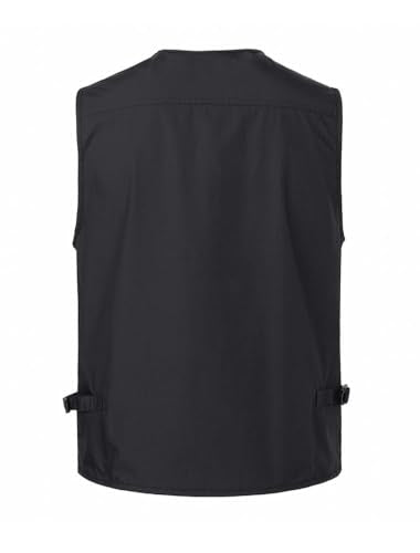 PASOK Men's Work Fishing Vests Lightweight Safari Travel Hunting Waistcoat With Multi-Pockets - color: Black, size: XX-Large