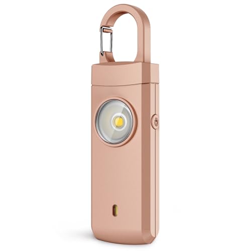 Rechargeable Personal Alarms for Women, Keychain Siren Alarm with Flashlight, Back to School College Essentials for Daughter, College Students, Teen Girls, Elders, Kids, Travel Essentials, Rose Gold - color: Rose Gold