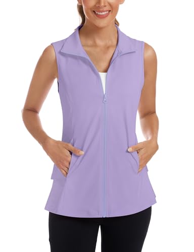 LURANEE Women's Golf Vest Athletic Top with Peplum Hem & Deep Pockets - color: Lavender Purple, size: XX-Large