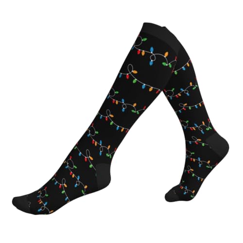 Compression Socks Knee High Circulation Support Socks For Women Men Athletic Running Hiking Cycling - color: Christmas