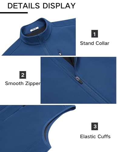 COOFANDY Mens Lightweight Golf Softshell Vests Windproof Sleeveless Jacket - color: Navy Blue, size: Small