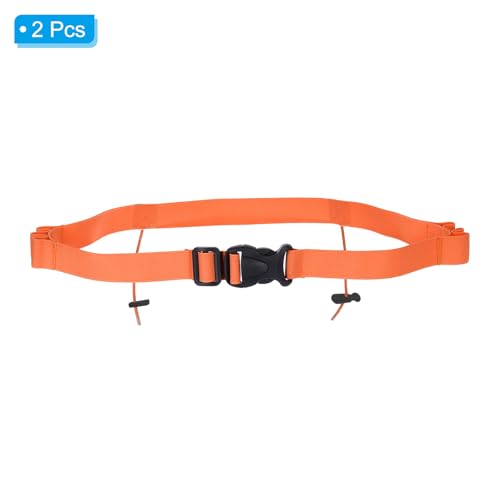 Generic Elastic Triathlon Running Belt, 2 Pack Adjustable Race Number Belt Race Belt Bib Holder with 6 Energy Gel Loops for Marathons Racing Cycling, Orange