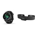 Bundle of Garmin® Forerunner® 570, 42mm, GPS Running and Triathlon Smartwatch, AMOLED Display, Training and Recovery Features, Slate Gray Aluminum with Translucent Black/Black Band + Garmin HRM-Fit - color: Slate with Black HRM-Fit Bundle, size: 42mm