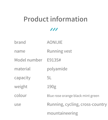 AONIJIE 5L Outdoor Sport Multifunctional Camping Backpack Cycling Running Climbing Hiking Hydration Vest Pack - color: Light Blue-only Vest