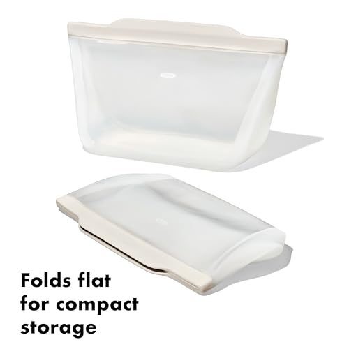 OXO Good Grips Silicone Reusable Bag - Stand-Up Half Gallon (64 oz), Oat - color: Oat, size: Stand-Up Half Gallon (64 oz)