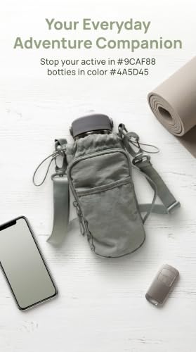 Bokelai Water Bottle Holder Bag with Strap Lightweight Crossbody Carrier Sling Bag for Hiking Camping Travelling Water Bottle Sleeve Gym Accessories - color: Light Green