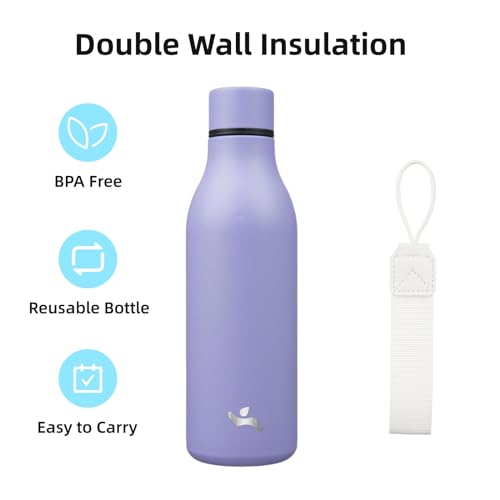 Konokyo 18 oz Insulated Stainless Steel Metal Water Bottle with Strap - color: Wisteria, size: 18 Ounces