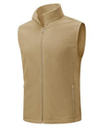 TACVASEN Men's Fleece Vest Winter Casual Vests Outerwear Sleeveless Jacket - color: Khaki, size: X-Large