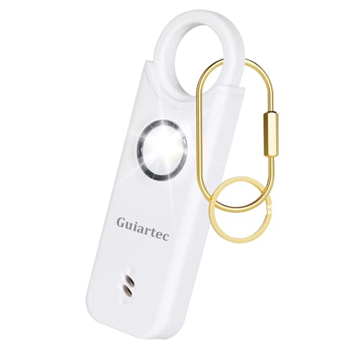 Rechargeable Personal Safety Alarm for Women, 135 dB Loud Self Defense Keychain Siren with LED Strobe Light, Personal Emergency Security Safe Devices Key Chain Alarms for Women Kids Elderly (White)