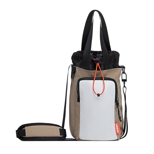 VOORAY Hydration Sling 4L Water Bottle Holder with Strap, Phone Pocket, Detachable Strap & Tote Handles - color: Camel Color Block