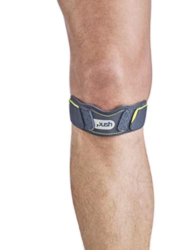 Push Sports Patella Brace for Pain Relief from Jumper's Knee and Osgood-Schlatter Disease. Non-Slip Brace Comfortably Stays in Place During Sports & Competition. (One-size)