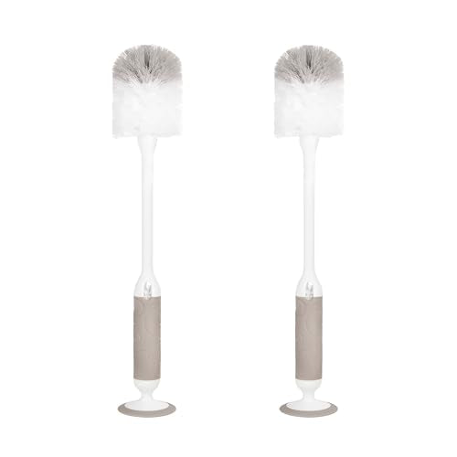 Ubbi Deluxe 2-in-1 Baby Bottle Cleaning Brush Set, Taupe, 2 Pack - color: Taupe Deluxe Bottle Brush, 2 Pack