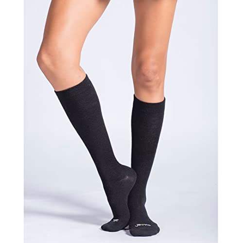 ja vie 76% Merino Wool Graduated Compression Socks for Women & Men (15-20mmHg) - color: 2 Pairs: 1 Pure Black+ 1 Heather Grey, size: Small