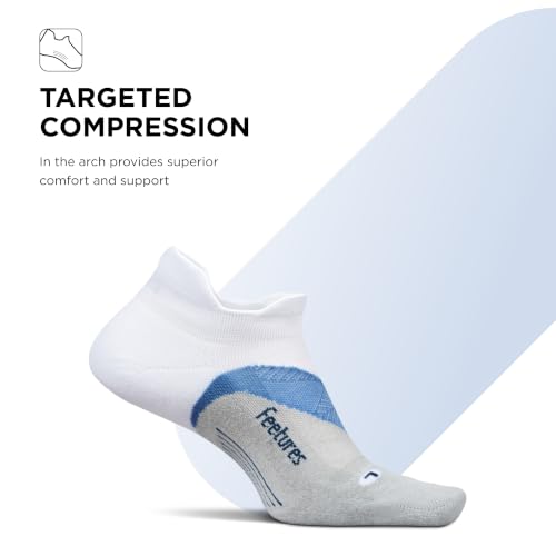 Feetures Elite Light Cushion No Show Tab Sock Wave - color: White Tide (1 Pair), size: Medium