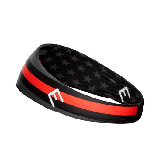 40+ Designs! Unisex Headband/Sweatband. Best for Sports, Fitness, Working Out, Yoga. Tapered Design - color: Thin Red Line
