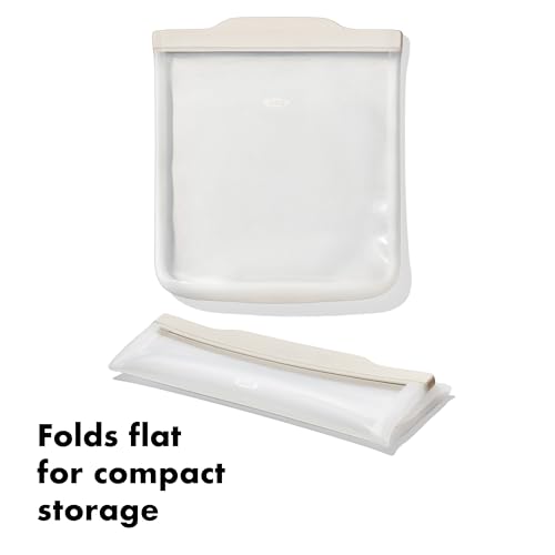 OXO Good Grips Silicone Reusable Bag - Half Gallon Bag (64 oz), Oat - color: Oat, size: Half Gallon (64 oz)